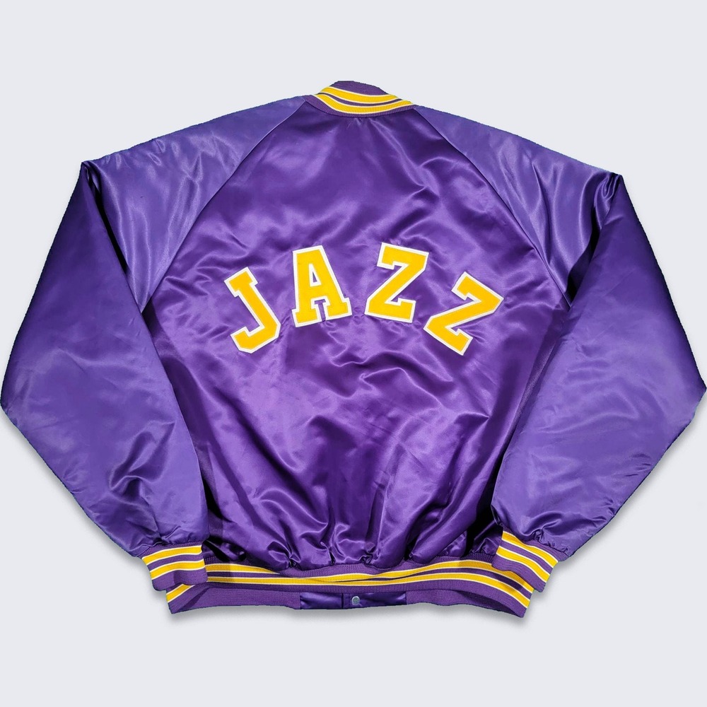 Utah Jazz Vintage 90s Chalk Line Satin Bomber Jacket